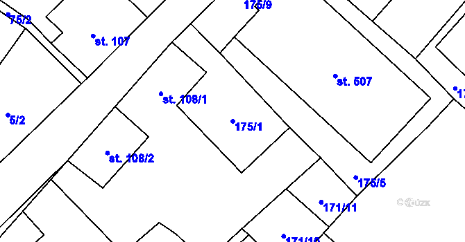 Parcela st. 175/1 v KÚ Vidnava, Katastrální mapa