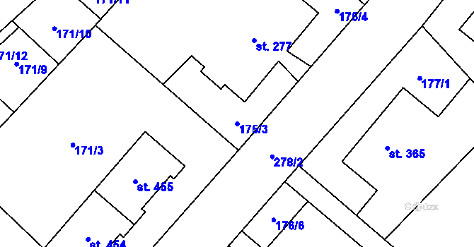 Parcela st. 175/3 v KÚ Vidnava, Katastrální mapa