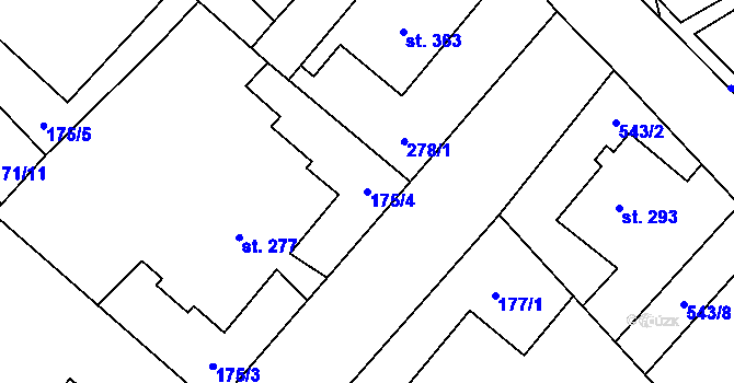 Parcela st. 175/4 v KÚ Vidnava, Katastrální mapa