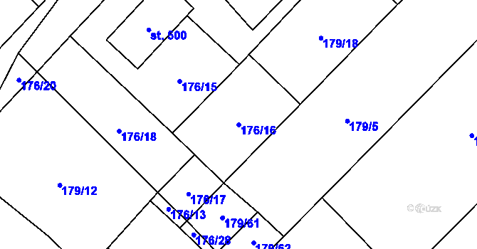 Parcela st. 176/16 v KÚ Vidnava, Katastrální mapa