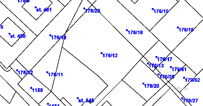 Parcela st. 179/12 v KÚ Vidnava, Katastrální mapa