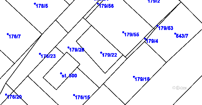 Parcela st. 179/22 v KÚ Vidnava, Katastrální mapa