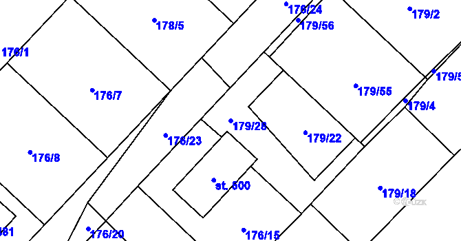 Parcela st. 179/28 v KÚ Vidnava, Katastrální mapa