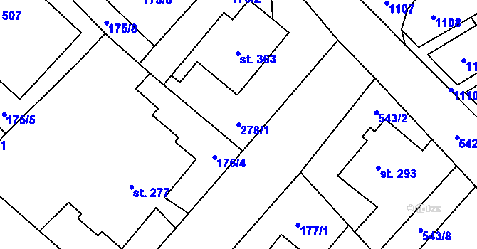 Parcela st. 278/1 v KÚ Vidnava, Katastrální mapa