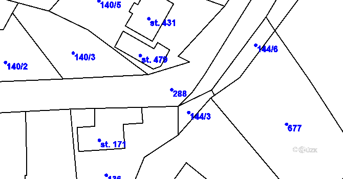 Parcela st. 288 v KÚ Vidnava, Katastrální mapa