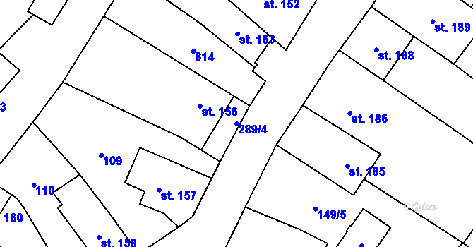 Parcela st. 289/4 v KÚ Vidnava, Katastrální mapa