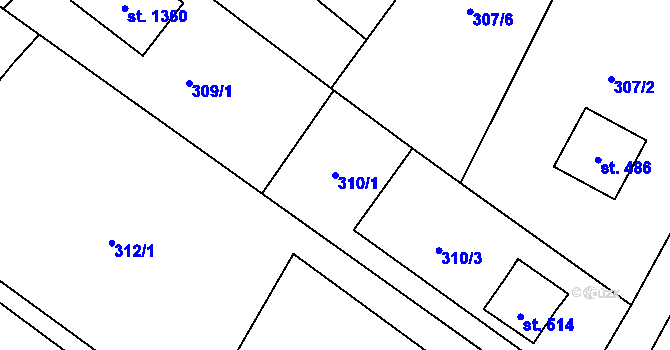 Parcela st. 310/1 v KÚ Vidnava, Katastrální mapa