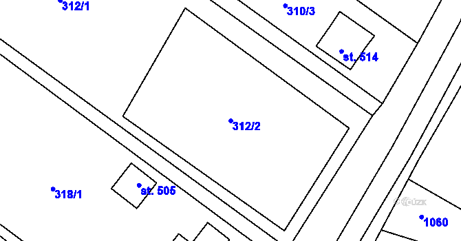 Parcela st. 312/2 v KÚ Vidnava, Katastrální mapa