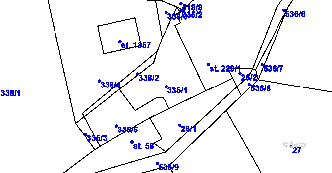 Parcela st. 335/1 v KÚ Vidnava, Katastrální mapa