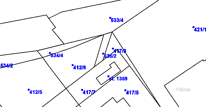 Parcela st. 536/2 v KÚ Vidnava, Katastrální mapa
