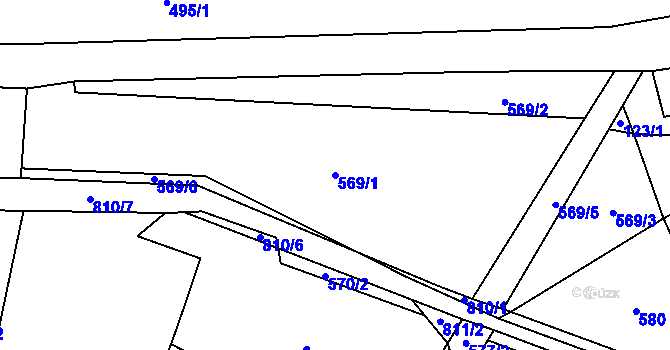 Parcela st. 569/1 v KÚ Vidnava, Katastrální mapa
