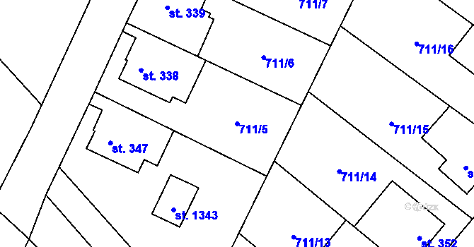 Parcela st. 711/5 v KÚ Vidnava, Katastrální mapa