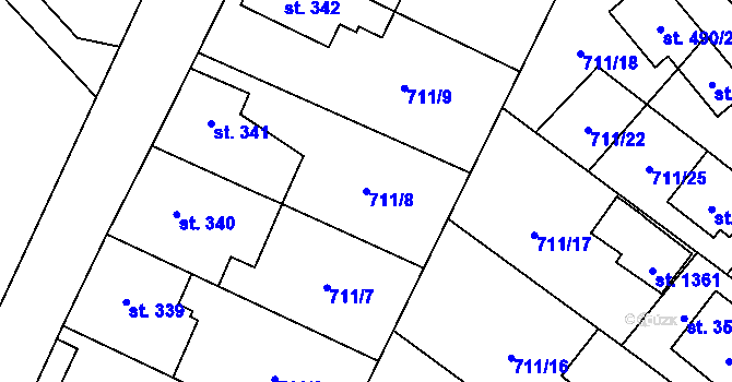 Parcela st. 711/8 v KÚ Vidnava, Katastrální mapa