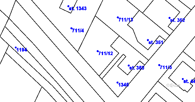 Parcela st. 711/12 v KÚ Vidnava, Katastrální mapa