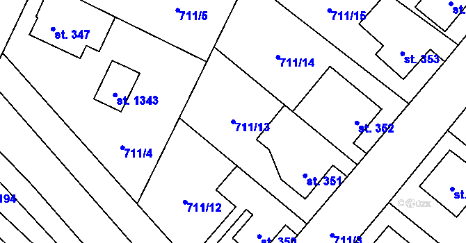 Parcela st. 711/13 v KÚ Vidnava, Katastrální mapa