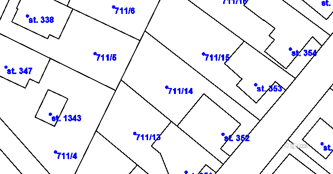 Parcela st. 711/14 v KÚ Vidnava, Katastrální mapa