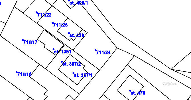 Parcela st. 711/24 v KÚ Vidnava, Katastrální mapa