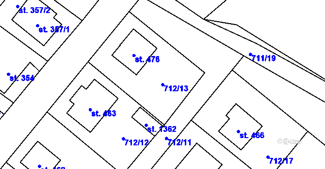 Parcela st. 712/13 v KÚ Vidnava, Katastrální mapa