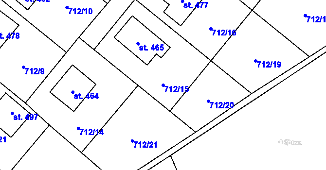 Parcela st. 712/15 v KÚ Vidnava, Katastrální mapa