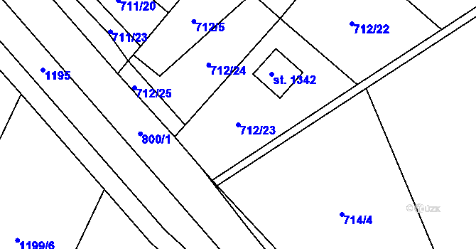 Parcela st. 712/23 v KÚ Vidnava, Katastrální mapa