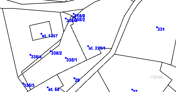 Parcela st. 229/1 v KÚ Vidnava, Katastrální mapa