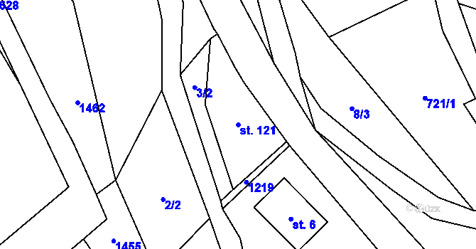 Parcela st. 121 v KÚ Stupná, Katastrální mapa