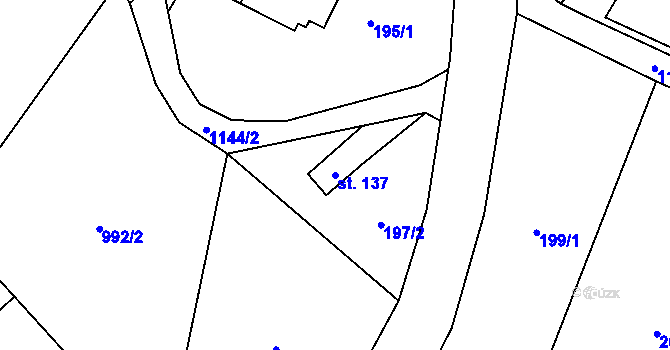 Parcela st. 137 v KÚ Stupná, Katastrální mapa