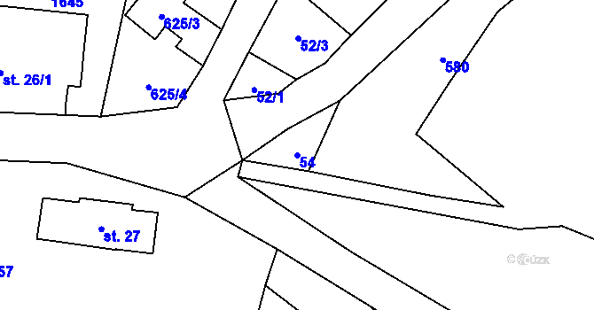Parcela st. 54 v KÚ Stupná, Katastrální mapa
