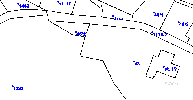 Parcela st. 70/2 v KÚ Stupná, Katastrální mapa