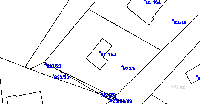Parcela st. 153 v KÚ Stupná, Katastrální mapa