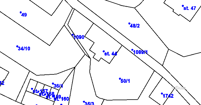 Parcela st. 44 v KÚ Vidochov, Katastrální mapa