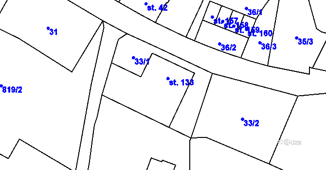 Parcela st. 133 v KÚ Vidochov, Katastrální mapa