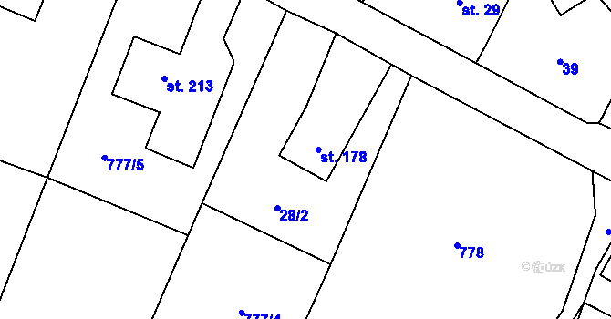 Parcela st. 178 v KÚ Vidochov, Katastrální mapa