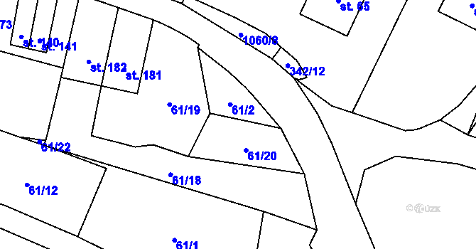 Parcela st. 61/2 v KÚ Vidochov, Katastrální mapa