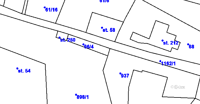Parcela st. 66/4 v KÚ Vidochov, Katastrální mapa