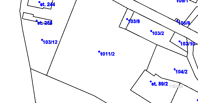 Parcela st. 1011/2 v KÚ Vidochov, Katastrální mapa