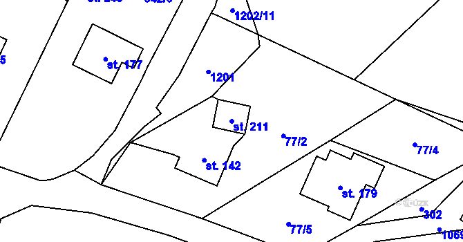 Parcela st. 211 v KÚ Vidochov, Katastrální mapa