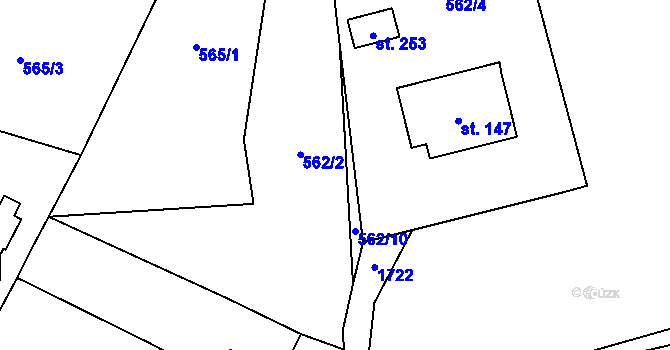 Parcela st. 562/10 v KÚ Vidochov, Katastrální mapa