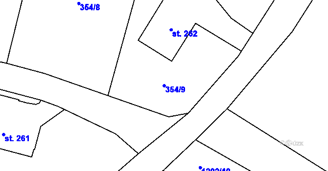 Parcela st. 354/9 v KÚ Vidochov, Katastrální mapa