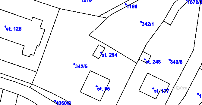 Parcela st. 254 v KÚ Vidochov, Katastrální mapa