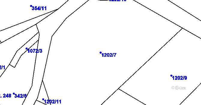 Parcela st. 1202/7 v KÚ Vidochov, Katastrální mapa