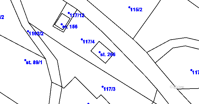 Parcela st. 266 v KÚ Vidochov, Katastrální mapa