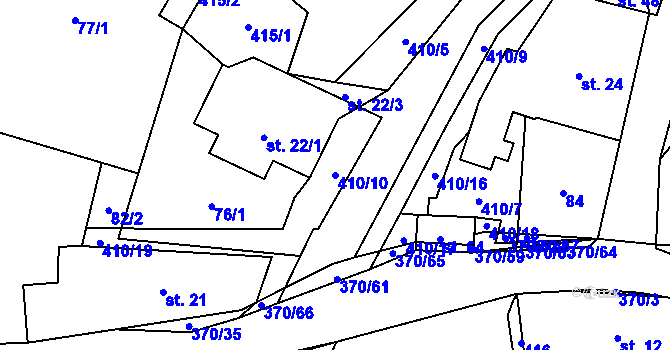 Parcela st. 410/10 v KÚ Vidonice, Katastrální mapa