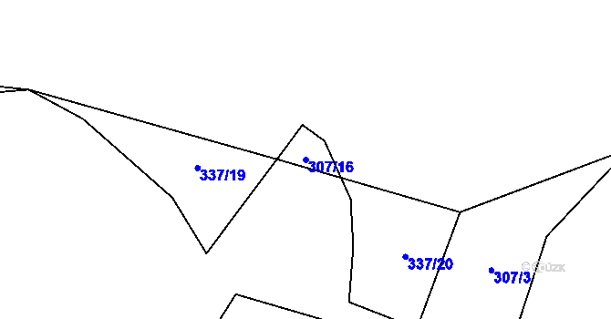 Parcela st. 307/16 v KÚ Vidonice, Katastrální mapa