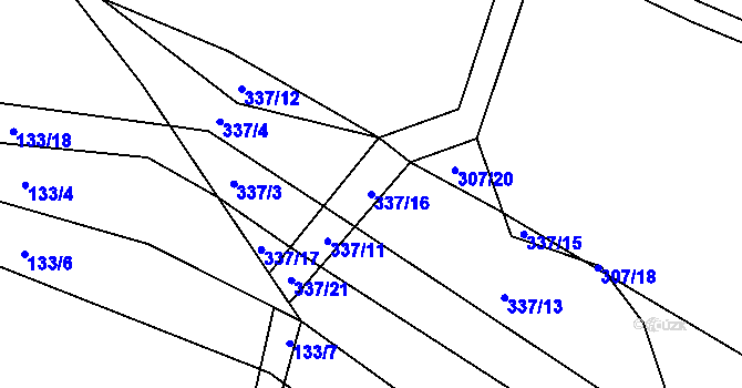 Parcela st. 337/16 v KÚ Vidonice, Katastrální mapa