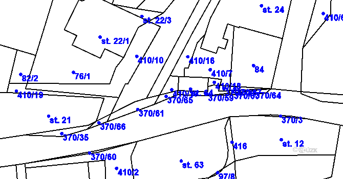 Parcela st. 410/17 v KÚ Vidonice, Katastrální mapa