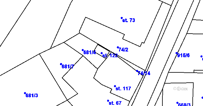 Parcela st. 122 v KÚ Vidonín, Katastrální mapa