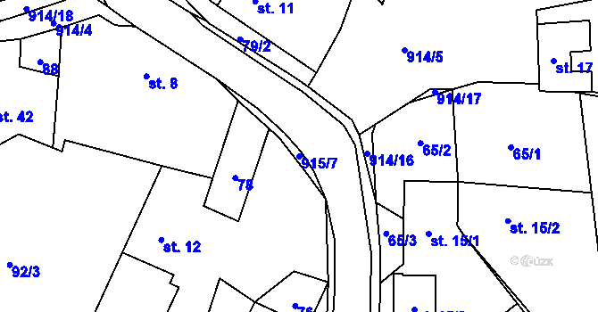 Parcela st. 915/7 v KÚ Vidonín, Katastrální mapa