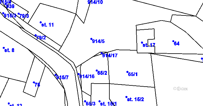 Parcela st. 914/17 v KÚ Vidonín, Katastrální mapa