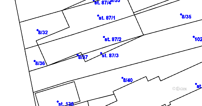 Parcela st. 87/3 v KÚ Vidonín, Katastrální mapa